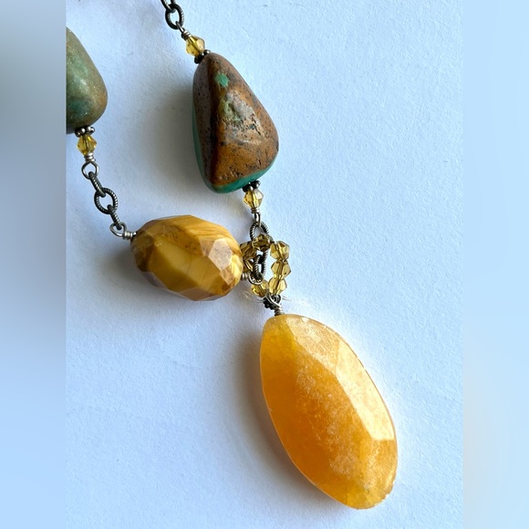 Vintage Silpada Sterling Silver Necklace with Jade, Jasper & Turquoise Stones - Picture 2 of 5